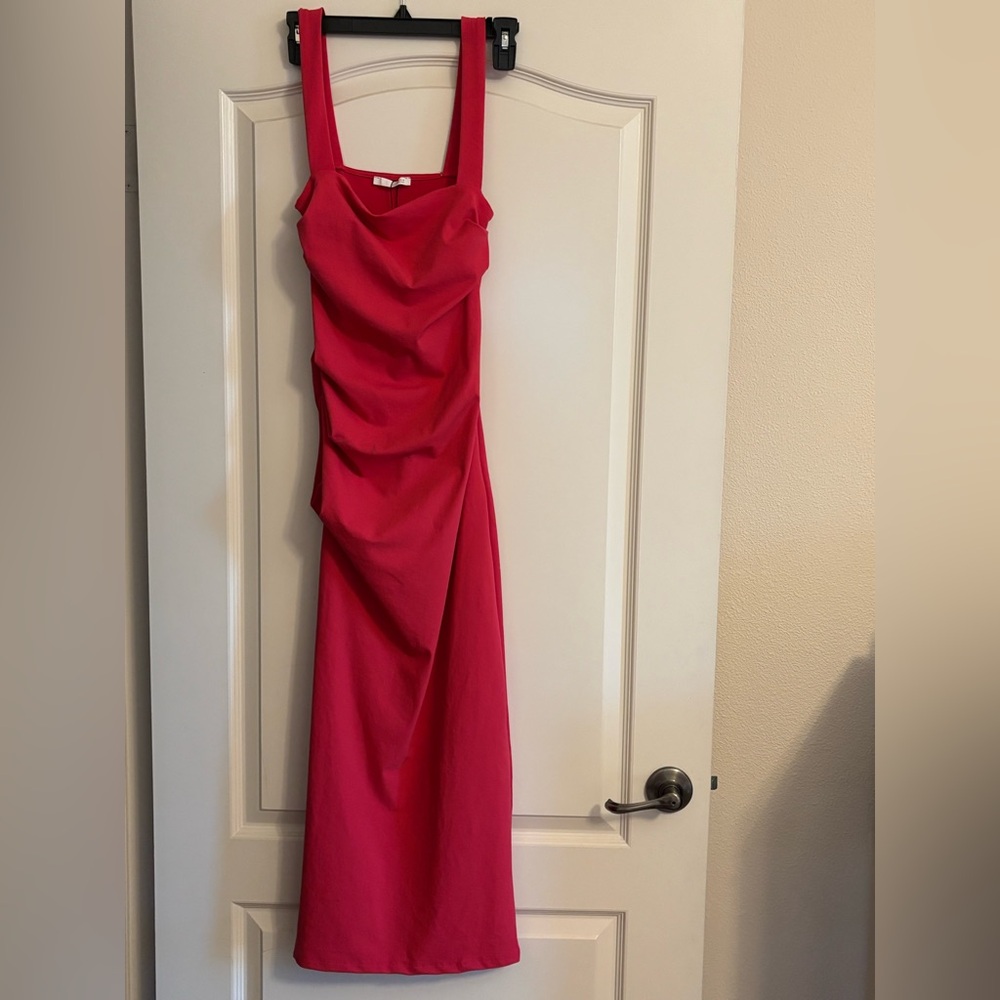 Zara PLEATED MIDI DRESS FUCHSIA 0/3641/848